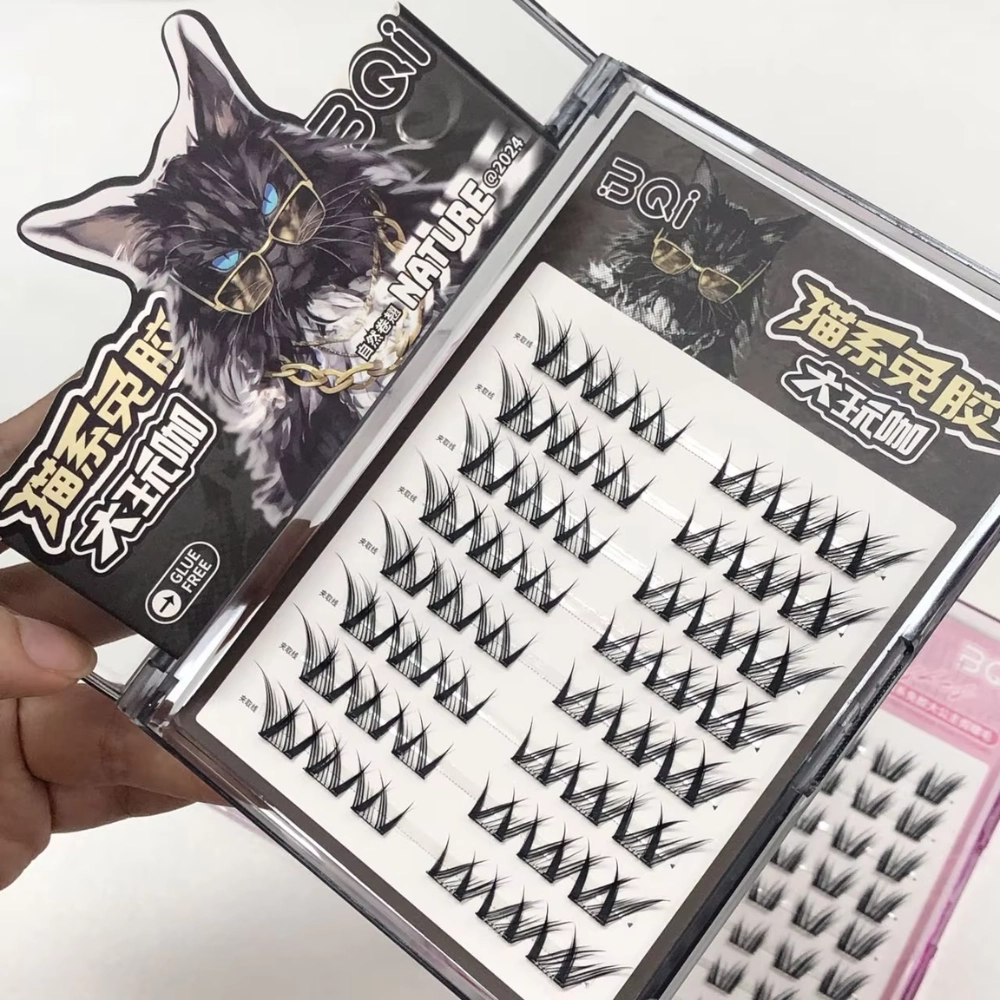 Crisscross Winged Cat Lashes (10-13mm) Self Adhesive, 48 Cluster