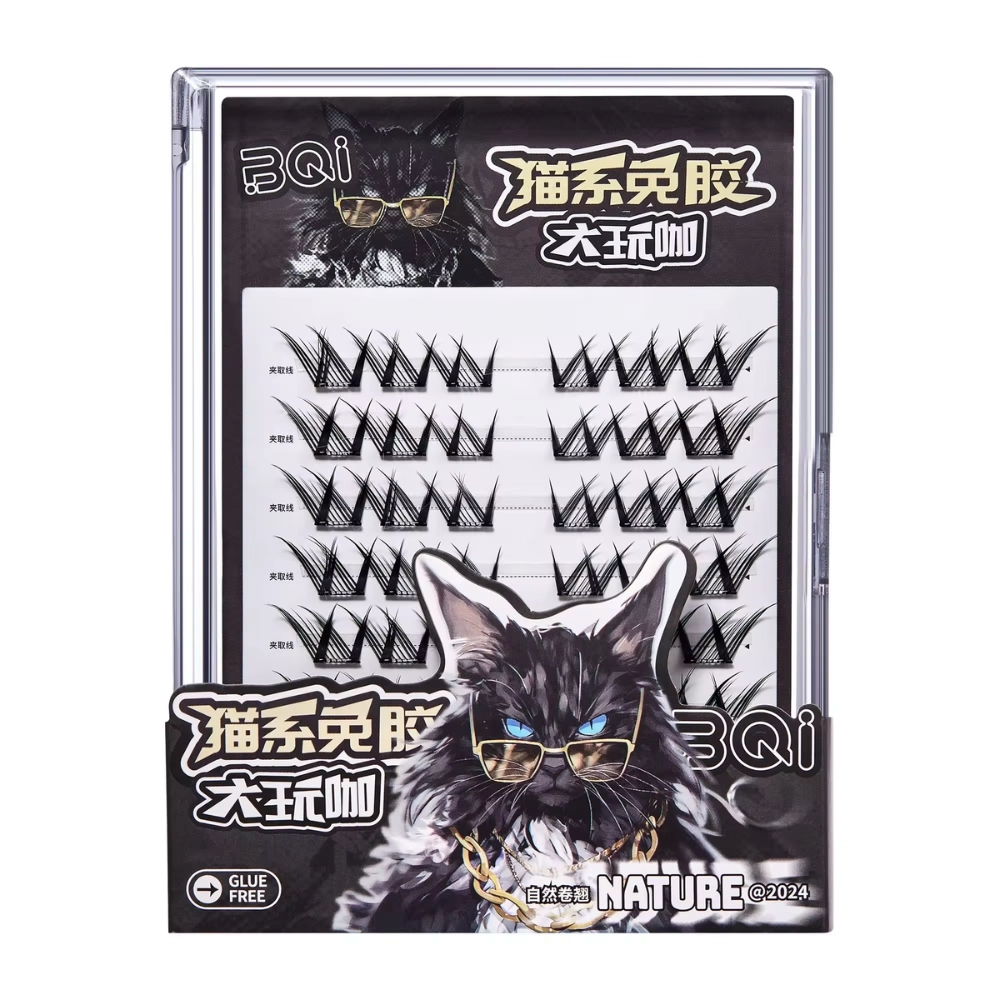 Crisscross Winged Cat Lashes (10-13mm) Self Adhesive, 48 Cluster
