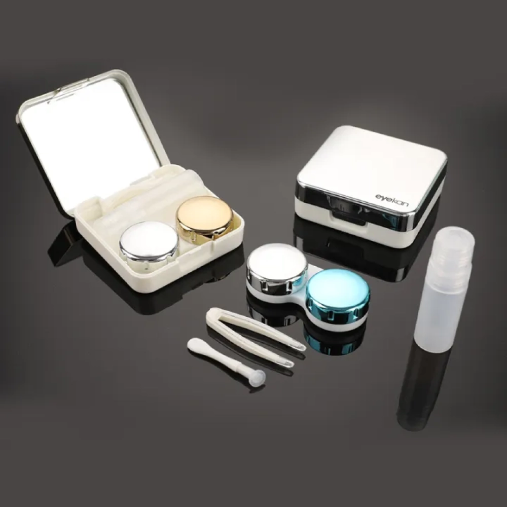 Fashion Contact Lens Case Mirror Soaking Container Business Travel Holder Kit