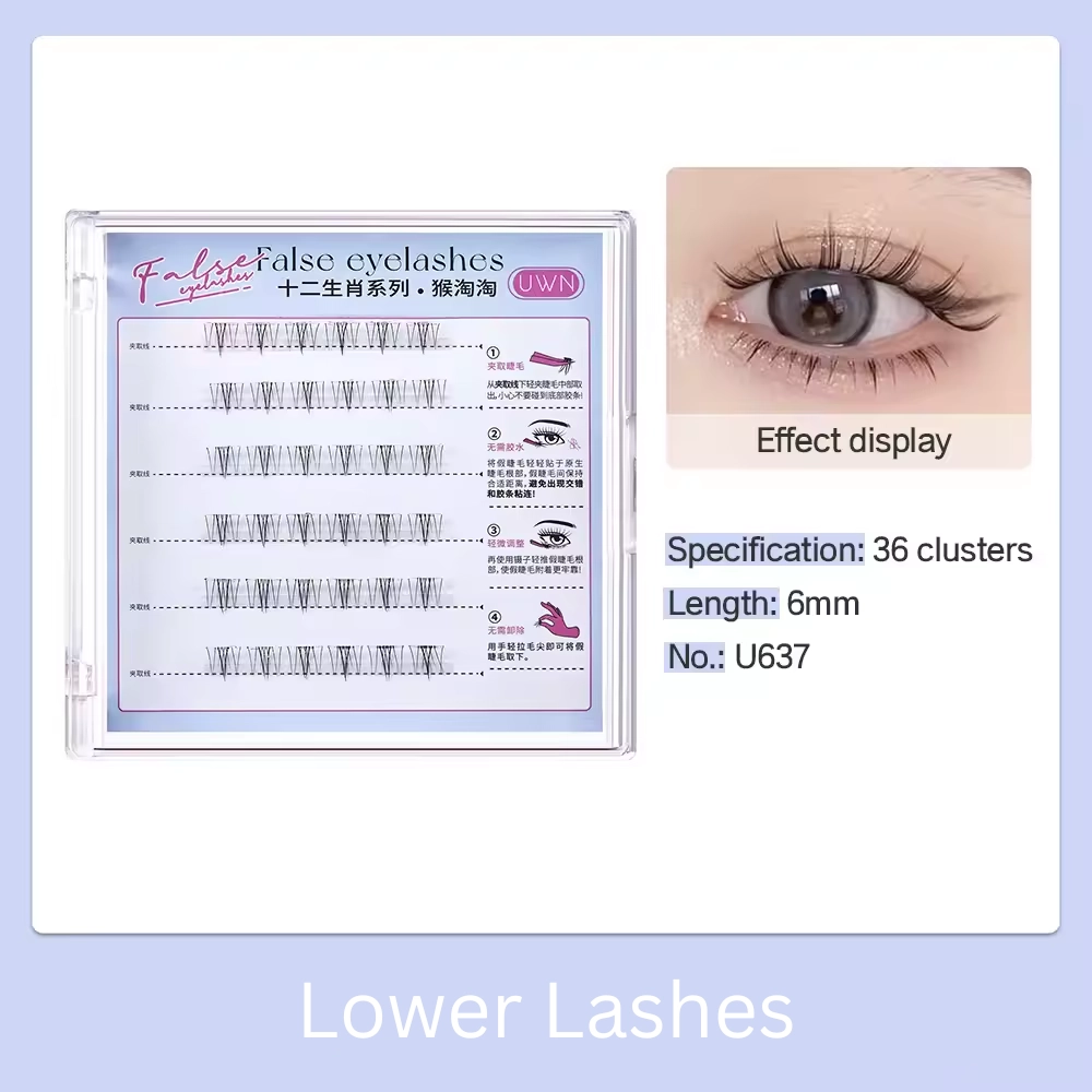 Lower Under Eye Lashes, 36 Cluster, 6mm