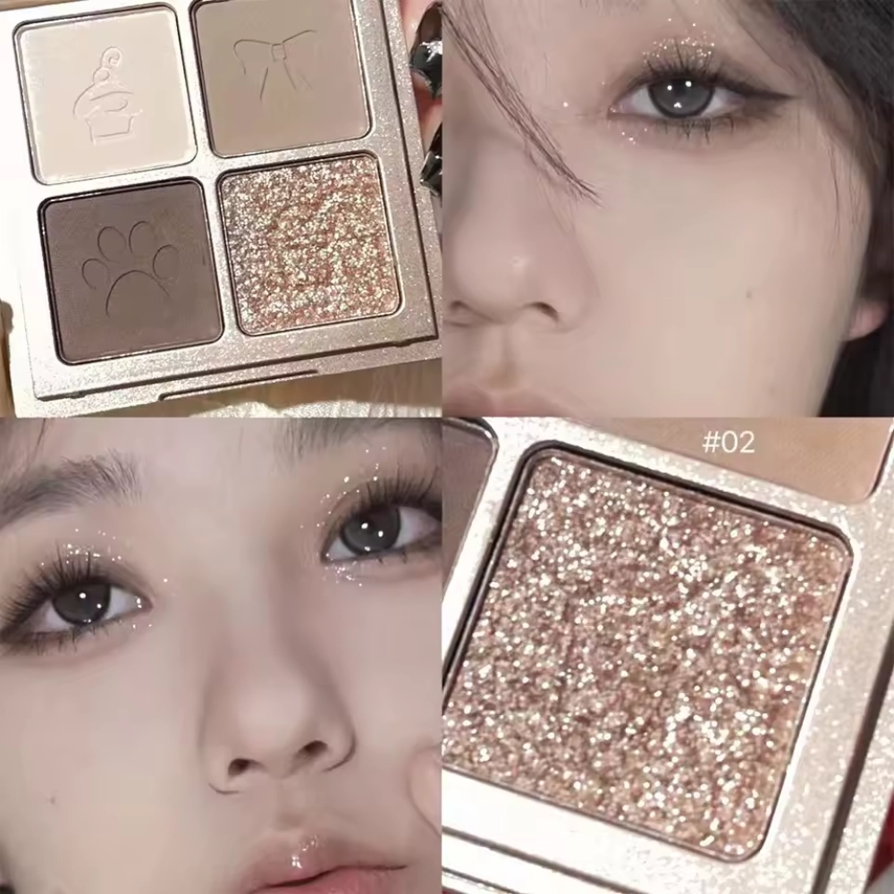 Art Value Bear Knight four-color eyeshadow, fine powder, matte multi-color eyeshadow palette #02
