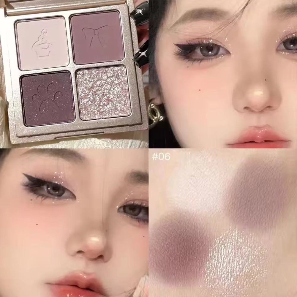 Art Value Bear Knight four-color eyeshadow, fine powder, matte multi-color eyeshadow palette #06