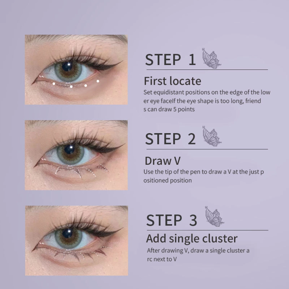 Biya Butterflies Eyelash Pencil Eyeliner Pen, Ultra-Fine Tip Smooth Liquid Eyeliner