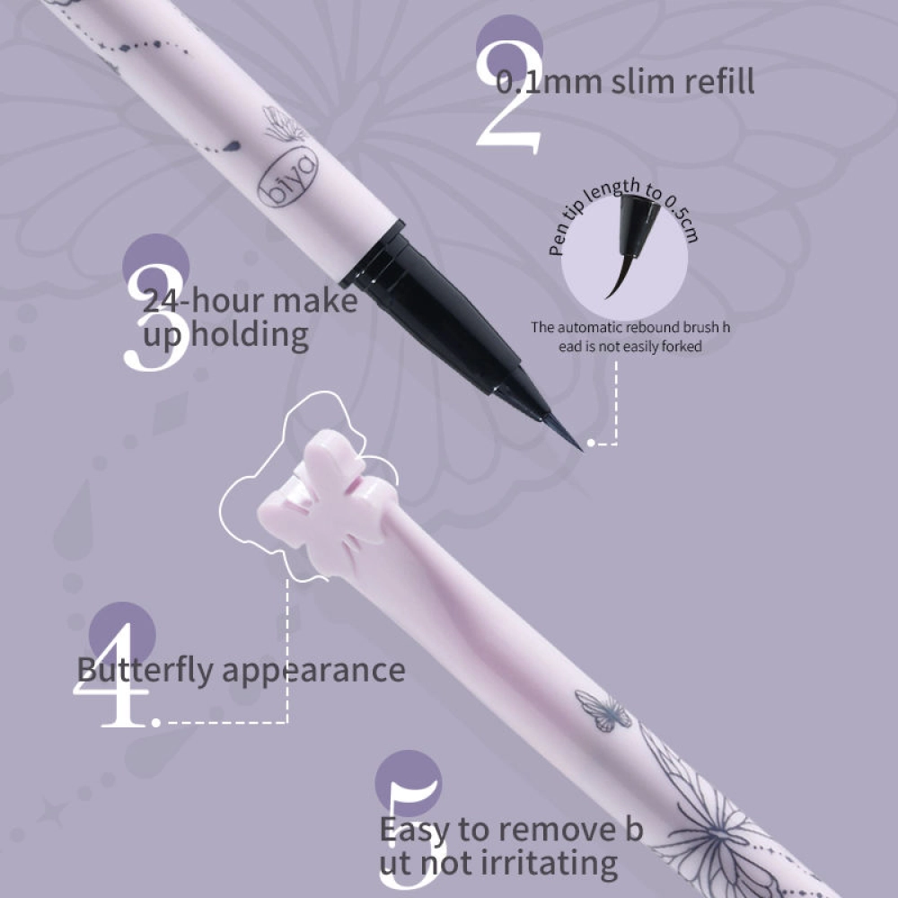 Biya Butterflies Eyelash Pencil Eyeliner Pen, Ultra-Fine Tip Smooth Liquid Eyeliner