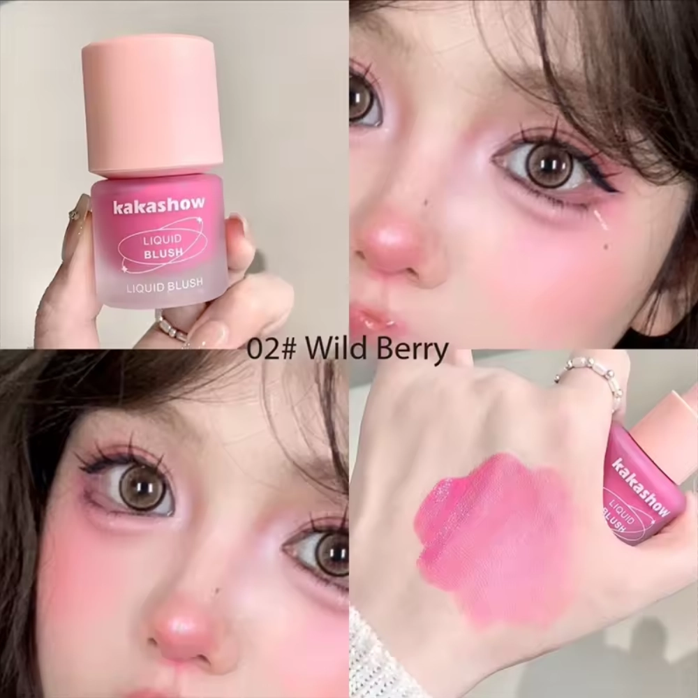 Kakashow Liquid Blush - Lightweight Natural Glow Blush for Smooth Radiant Finish Wild Berry #02