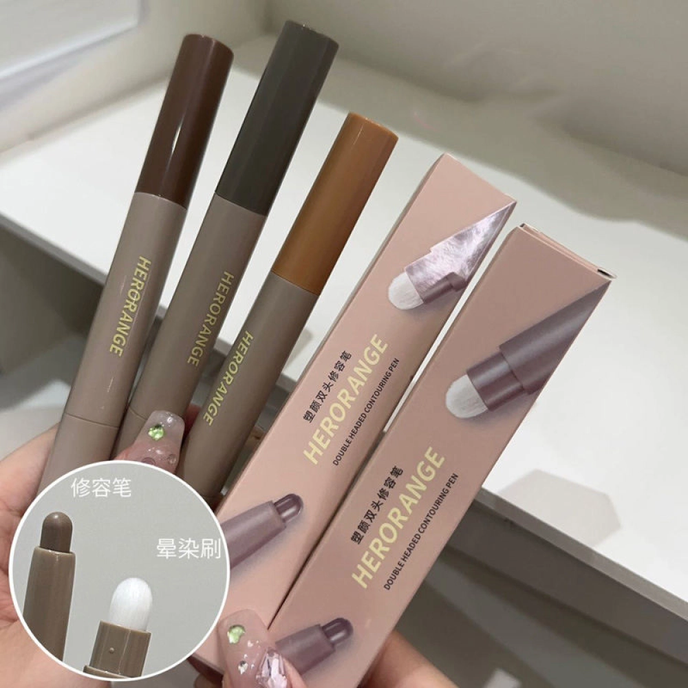Herorange Double-ended Contour Pen for Contouring, Brightening with a Smudge Brush