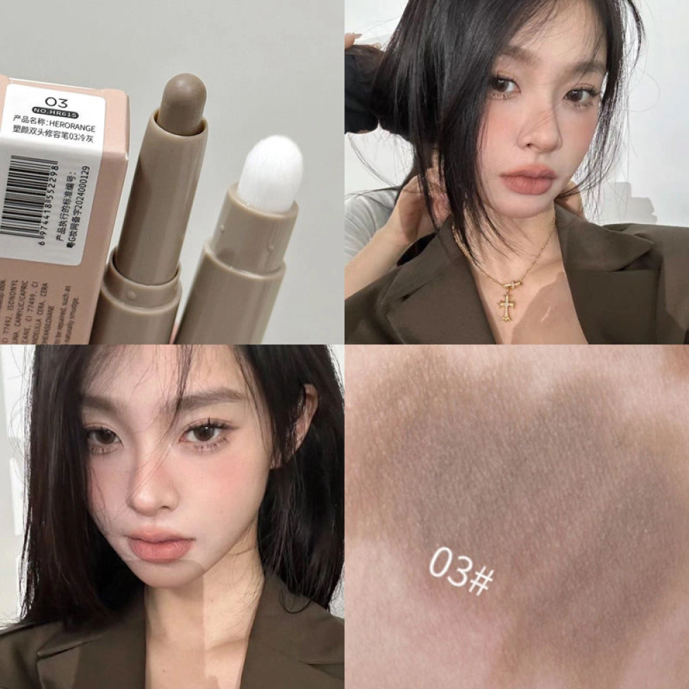 Herorange Double-ended Contour Pen for Contouring, Brightening with a Smudge Brush #03