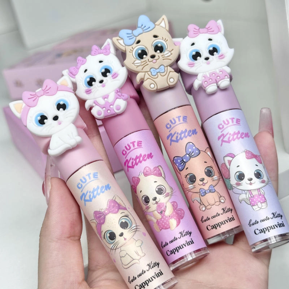 Cappuvini Cute Kitten Casual Lip Cosmetic Velvet Lip Mud, QUICK-DRY Sensitive Brighten Colorful Lip Mud